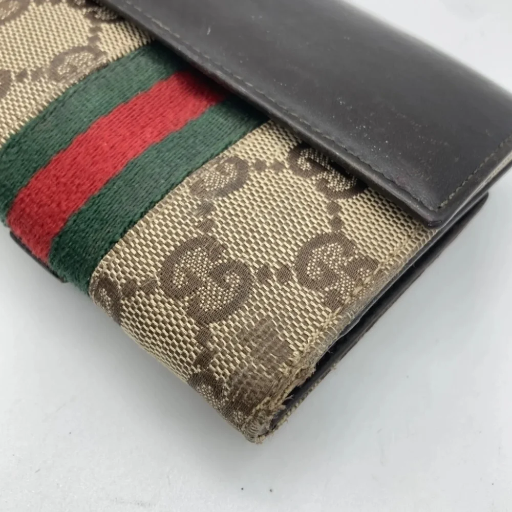 🤎🔹️GUCCI 🔹️purse Leather wallet Italy GG Canvas Brown Supreme - Picture 4 of 15